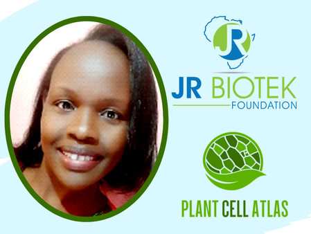 Headshot of Joan Josephine C. Kimutai on the left with the JR Biotek and PCA logos on the right.